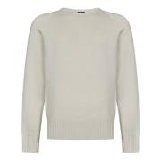 Hvid Uld Kashmir Crewneck Sweater