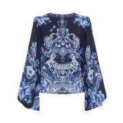 Delft Dynasty V-hals Blouson Ærme Bluse