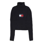 Melange Turtleneck Flag Sweater Sort