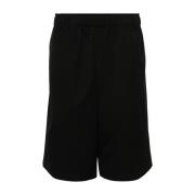 Sort uldtwill Stribet Bermuda Shorts