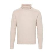 Beige Strik Høj Hals Sweater