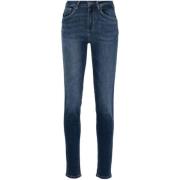 Blå Skinny Jeans med Brand Broderi