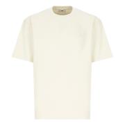 Ivory Bomuld T-shirt med Crew Neckline