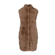 Brun Quiltet Faux Fur Sweater Vest