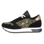 Sort/Guld Dyreprint Mode Sneakers