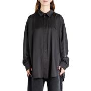 Flowing Oversize Bluse med Knaplukning