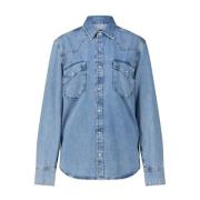 Denim-Style Overshirt med trykknaplukning