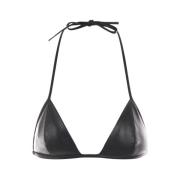 Sort Læder Bralette Top