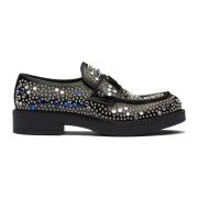 Rhinestone Læder Loafers