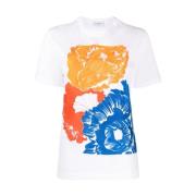 Blomstret Broderet Bomulds T-shirt