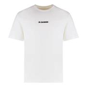 Ribbet crew-neck bomuld T-shirt