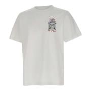 Hvid Bomulds T-shirt med Logo Print