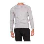 Grå Crewneck Sweater med Ribbed Krave