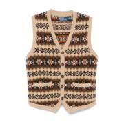 Uld Fair Isle Intarsia Strikket Cardigan