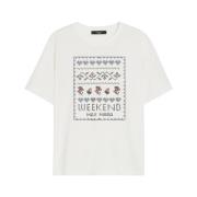 Korssting Print Hvid T-shirt