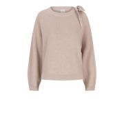 Cut-Out Bow Sweater i Sesam Beige