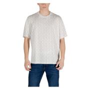 Beige T-shirt med rund hals og print