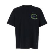 Sort Crewneck T-shirt med Logo Broderi