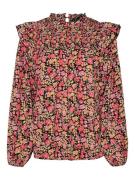 VERO MODA Bluse 'Mia'  gul / pastelgrøn / pitaya / sort