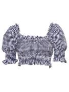 Missguided Bluse 'GINGHAM'  navy / hvid