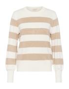 Kaffe Pullover 'Lizza'  taupe / hvid