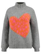 Key Largo Pullover ' HEART '  grå / brandrød