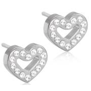 Blomdahl Ørestikker Brilliance Heart Hollow 8 mm Crystal