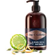 King C. Gillette 3in1 Beard, Face & Hair Wash 350 ml