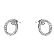 Dazzling Earrings Col Round Circles With Clear Crystals Silver