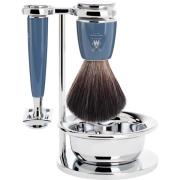 Mühle Rytmo Safety Razor Shaving Set Black Fiber Resin Petro Blue