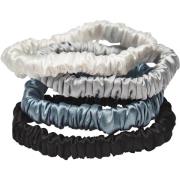 Lenoites Mulberry Silk Skinny Scrunchies Light Grey, Blue