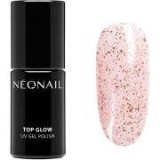 NEONAIL UV Gel Polish Top Glow Rose Gold Flakes