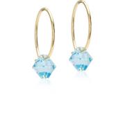 Blomdahl Golden Titanium Ear Ring 14 mm, Bicone 6 mm Aqua Marine