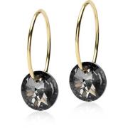 Blomdahl Golden Titanium Ear Ring 14 mm, Round 8 mm Black diamond