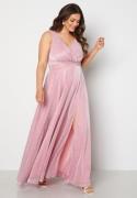 Goddiva Curve Wrap Front Sleeveless Maxi Curve Dress With Split Pink 50 (UK22)