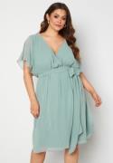 Goddiva Curve Flutter Sleeve Chiffon Midi Dress Dusty green 52 (UK24)