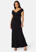Goddiva Curve Bardot Pleat Maxi Dress Black 54 (UK26)