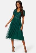 AngelEye Short Sleeve Sequin Embellished Midi Dress Emerald XL (UK16)
