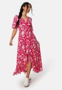 Happy Holly Ellinor long dress Coral red / Patterned 48/50