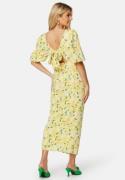 Bubbleroom Occasion Balloon Sleeve Bow Midi Dress Yellow/Floral 36