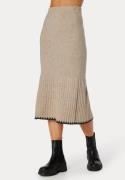 BUBBLEROOM Contrast Edge Knitted Skirt Beige melange M