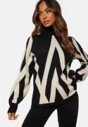 Object Collectors Item Ray L/S KNit Rollneck Pullover Black Pattern:Sandsh XL