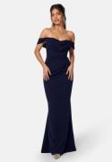 Goddiva Off Shoulder Maxi Dress Dark blue M (UK12)