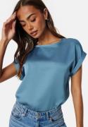 VILA Ellette S/S Satin Top Coronet Blue 34