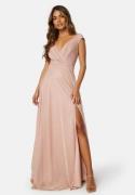 Goddiva Glitter Wrap Maxi Dress Nude XXS (UK6)
