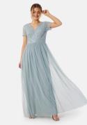 AngelEye Short Sleeve Sequin Embellished Maxi Dress Heather Blue L (UK14)