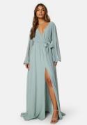 Goddiva Long Sleeve Chiffon Dress Green XXL (UK18)