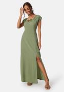 Happy Holly Structure Maxi Slit Dress Dusty green 48/50