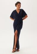 Bubbleroom Occasion Wrap Slit Maxi Dress Dark blue 46