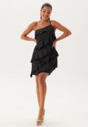 Bubbleroom Occasion One shoulder Short Frill Dress Black XS